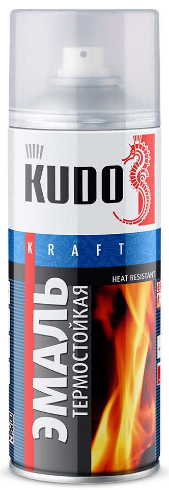 Эмаль термостойкая KUDO серебристая аэроз 0,52л 